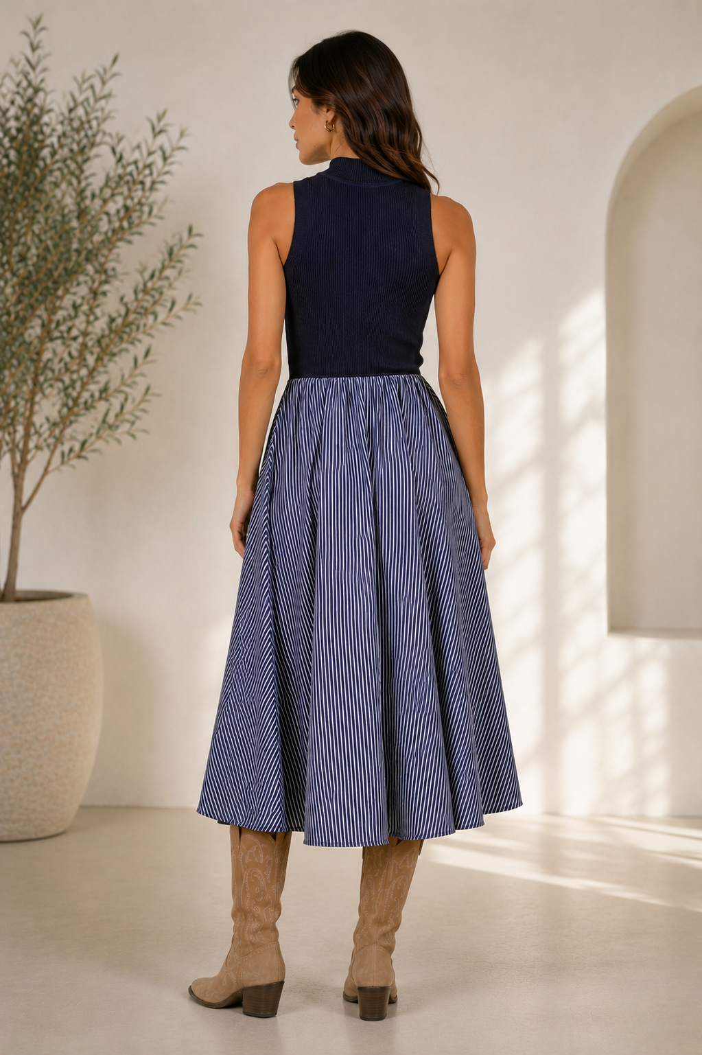 Elan Knit Mock Neck Maxi Dress CSVS50341