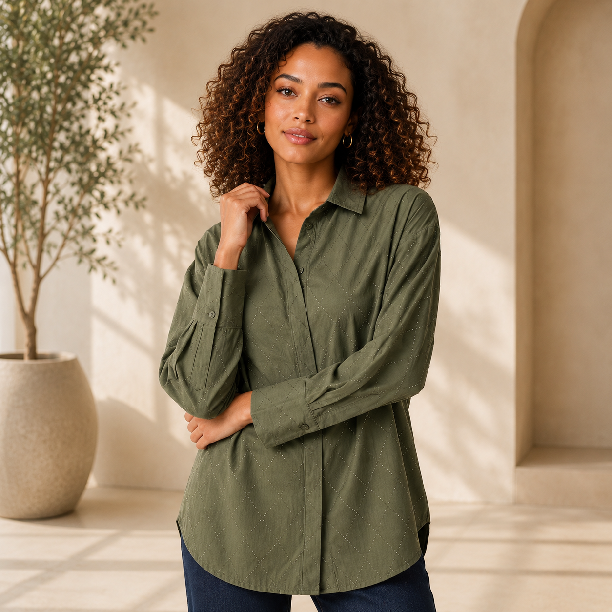 Joseph Ribkoff Boxy Blouse With All-Over Rhinestone Detail Style 263922