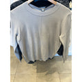 Metric Knits Sea Salt Faux-Leather-Trim Pullover, original front and back views.