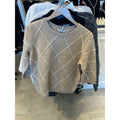 Metric Knits Sandstone and Ivory Diamond Pullover, original front and back views.
