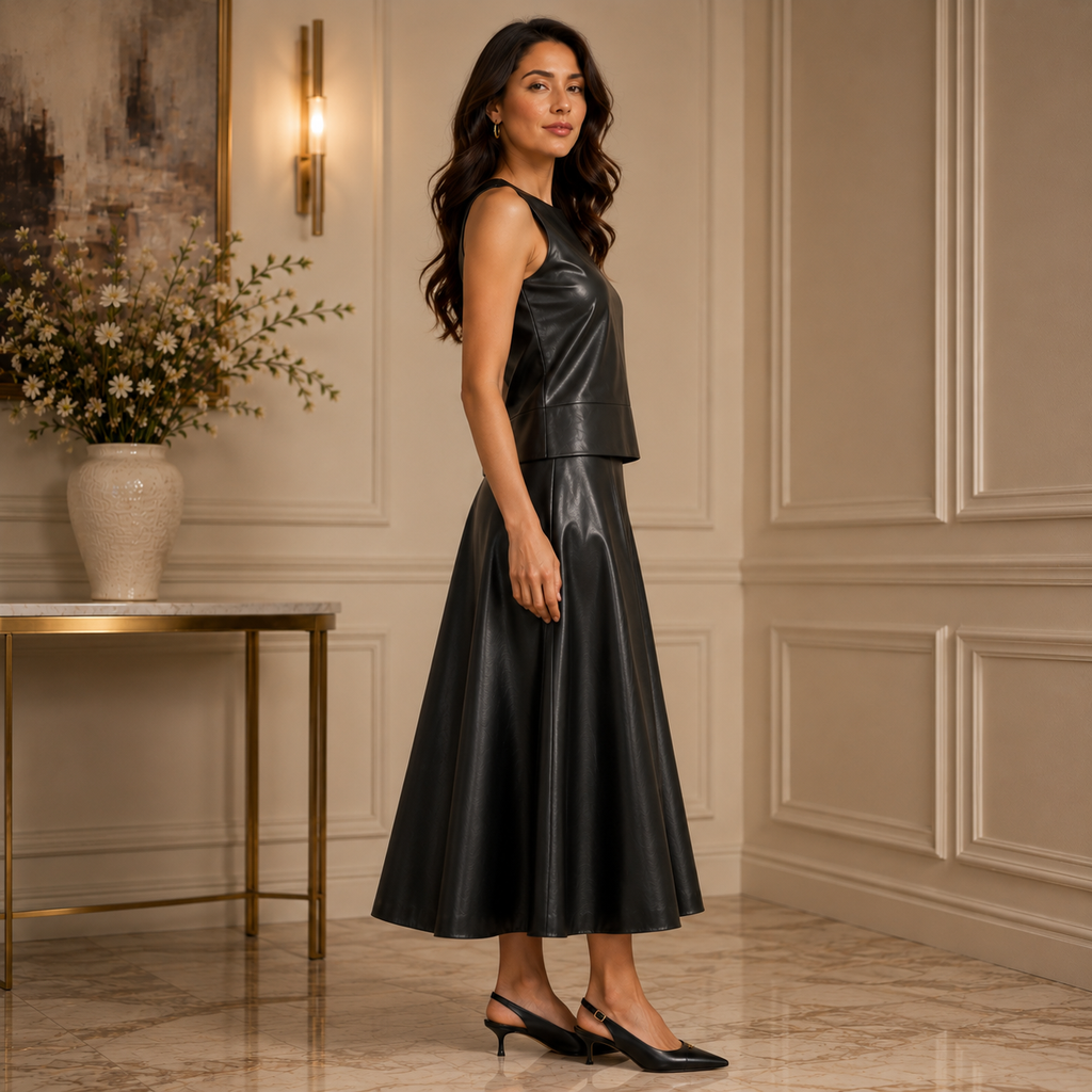 Nic + Zoe Vegan Leather Skirt F261312