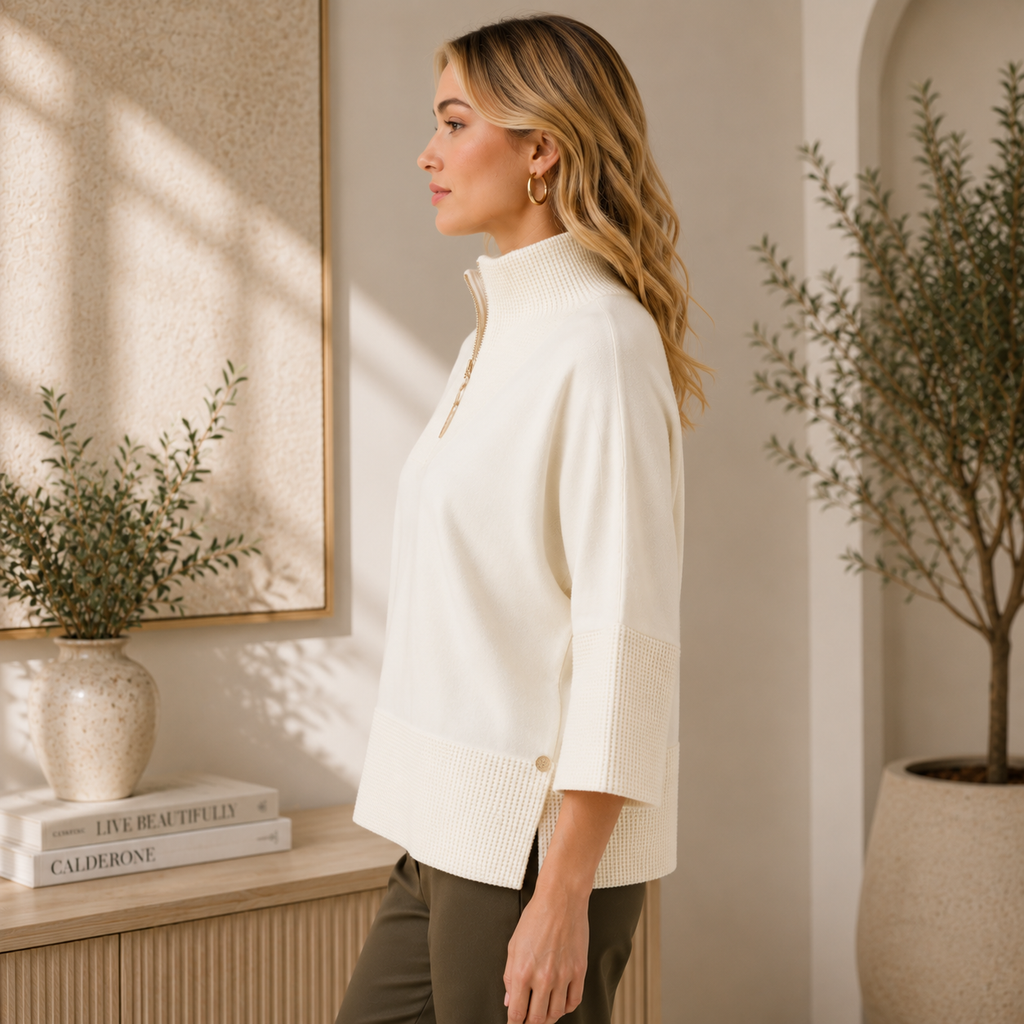 Joseph Ribkoff Funnel-Neck Sweater with Zipper Style 263937
