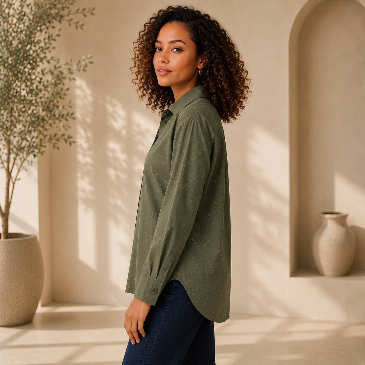 Joseph Ribkoff Boxy Blouse With All-Over Rhinestone Detail Style 263922