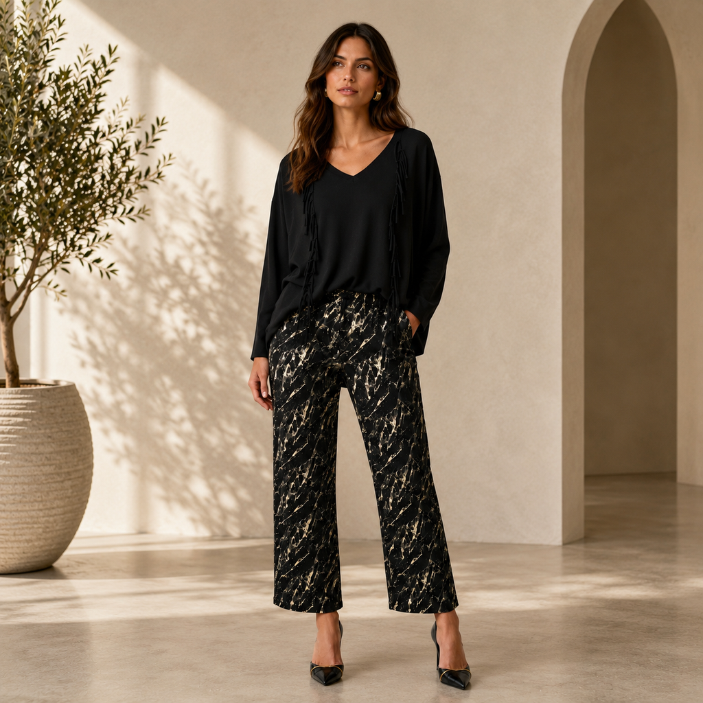 Joseph Ribkoff Abstract Print Straight Leg Classic Jeans Style 263972