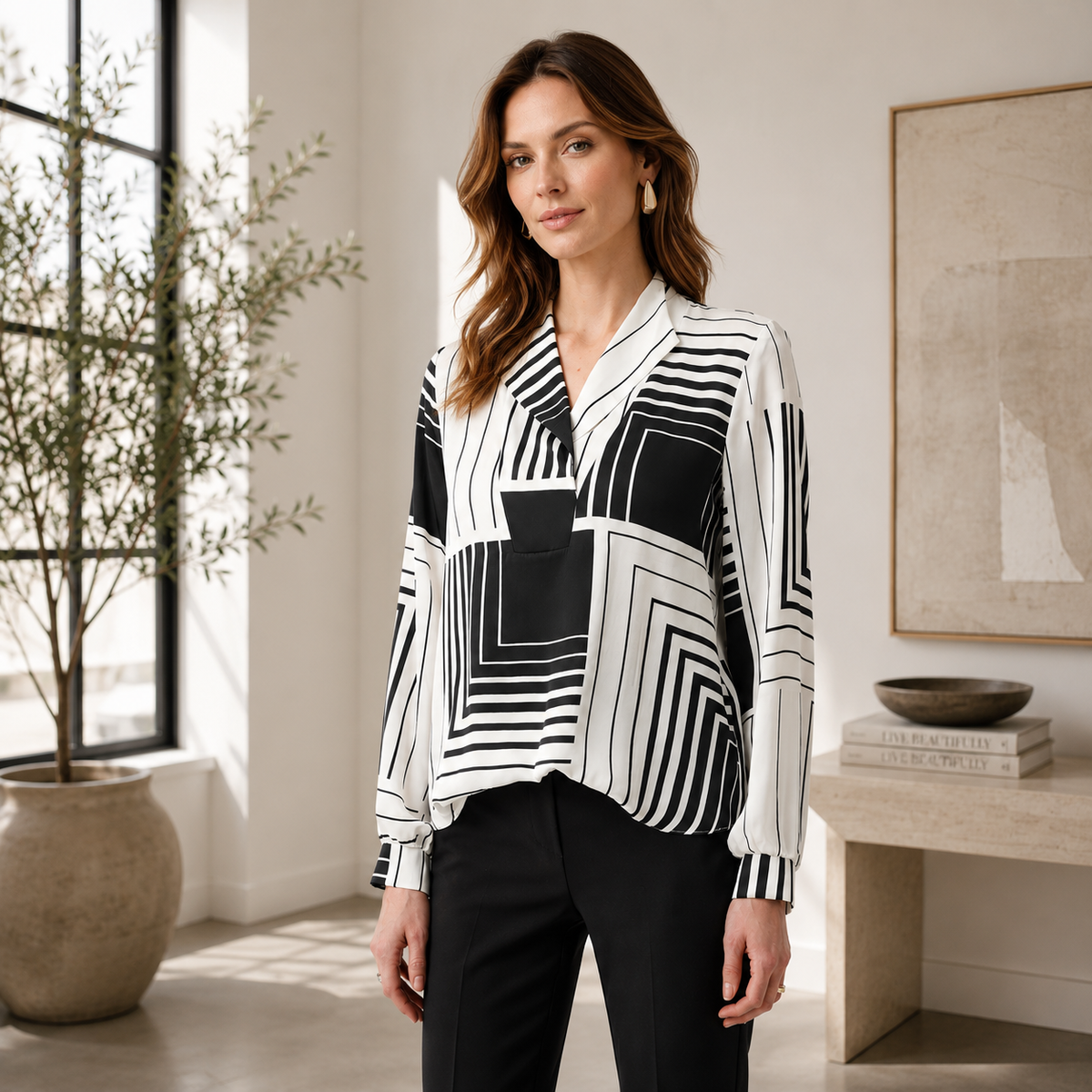 Striped Button Closure Shirt Style 263153