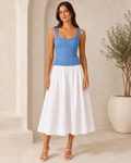 JS71 Wells Denim & Cotton Poplin Dress