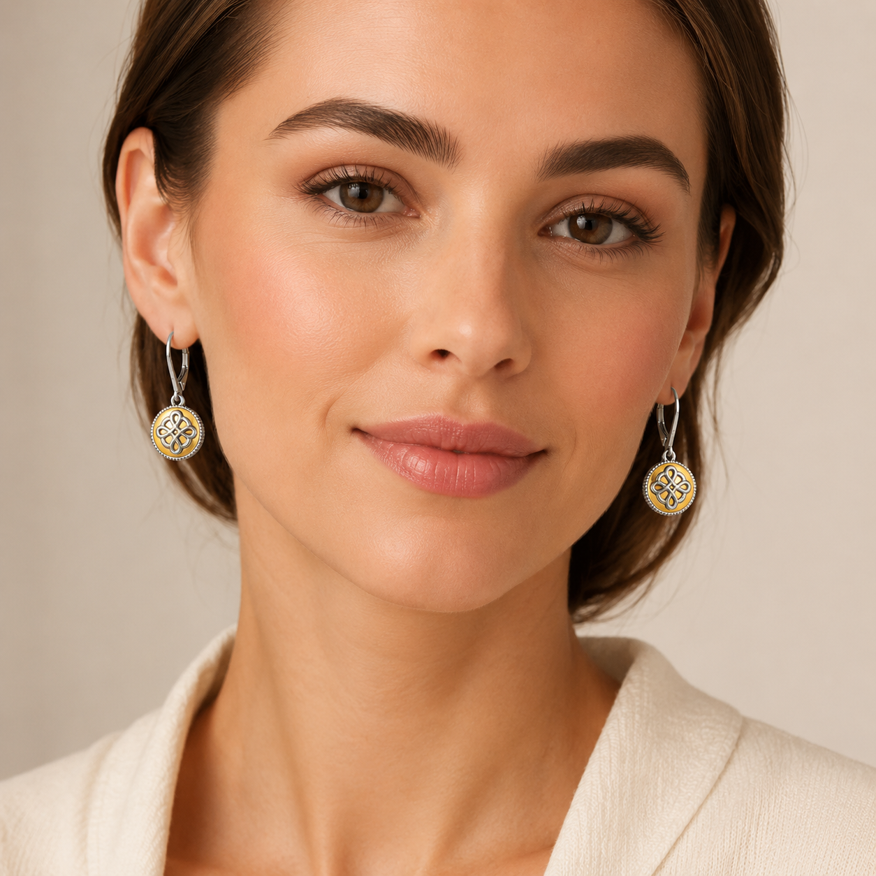 Brighton Interlok Noir Two Tone Leverback Earrings