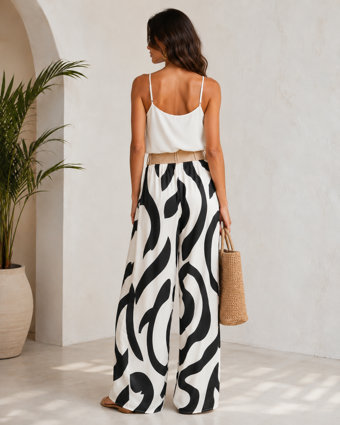 Brand Bazar Abstract Print Wide Leg Pants