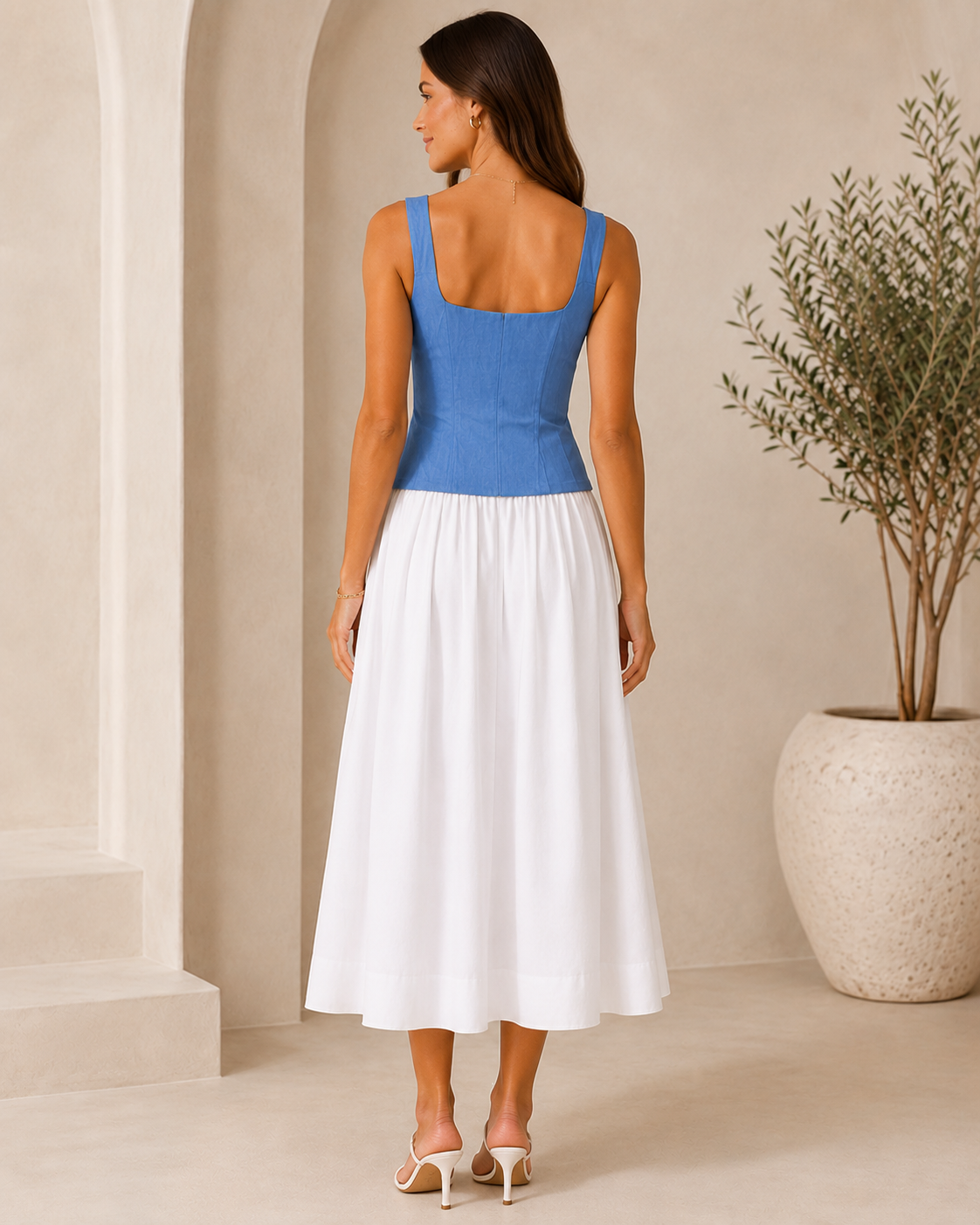 JS71 Wells Denim & Cotton Poplin Dress