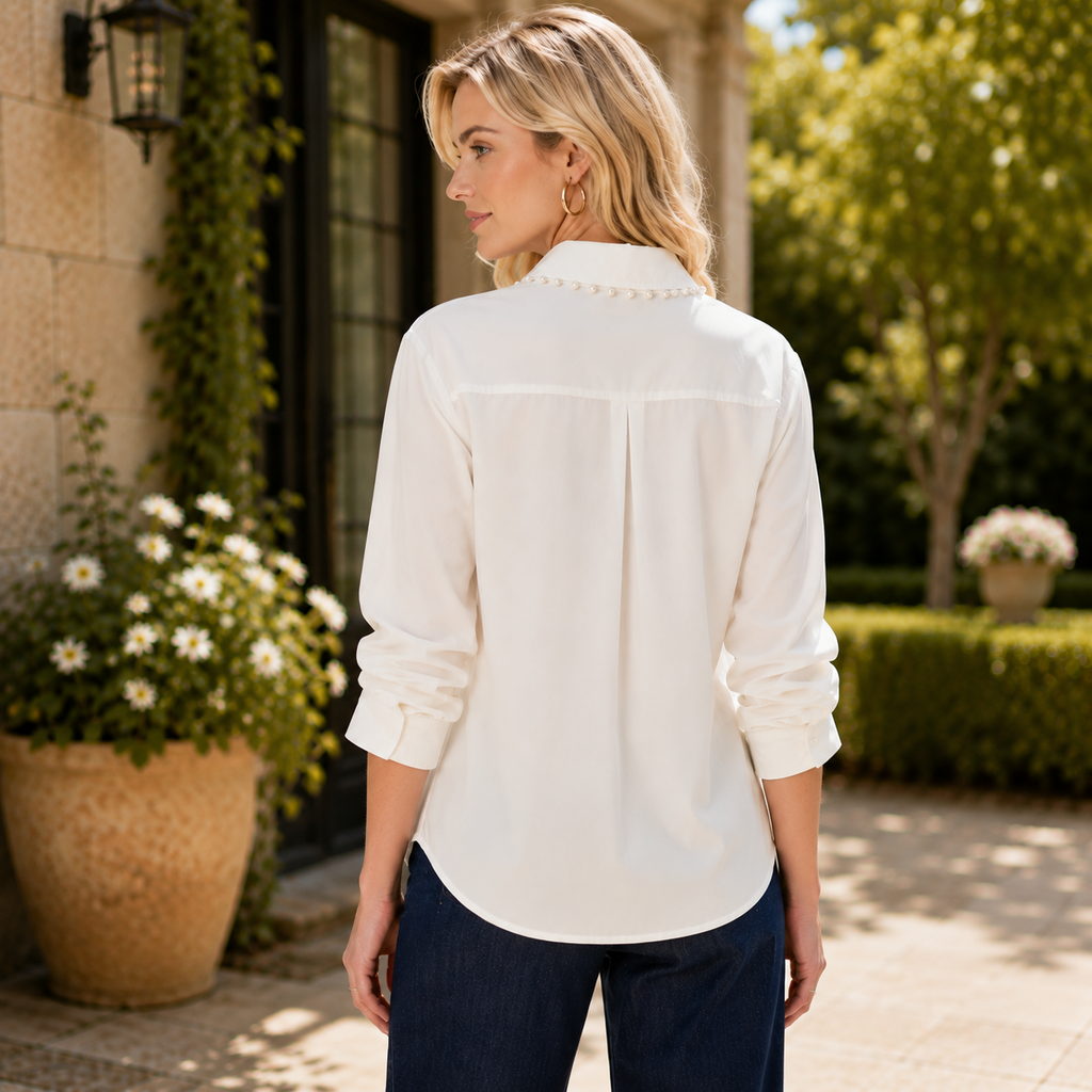 Joseph Ribkoff White Top w/Pearls 263923
