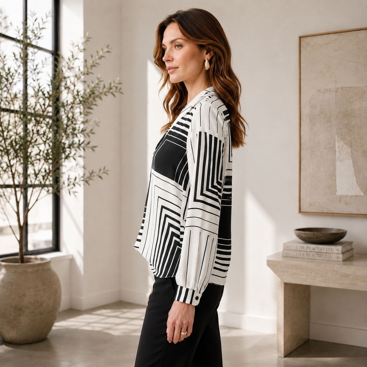 Striped Button Closure Shirt Style 263153