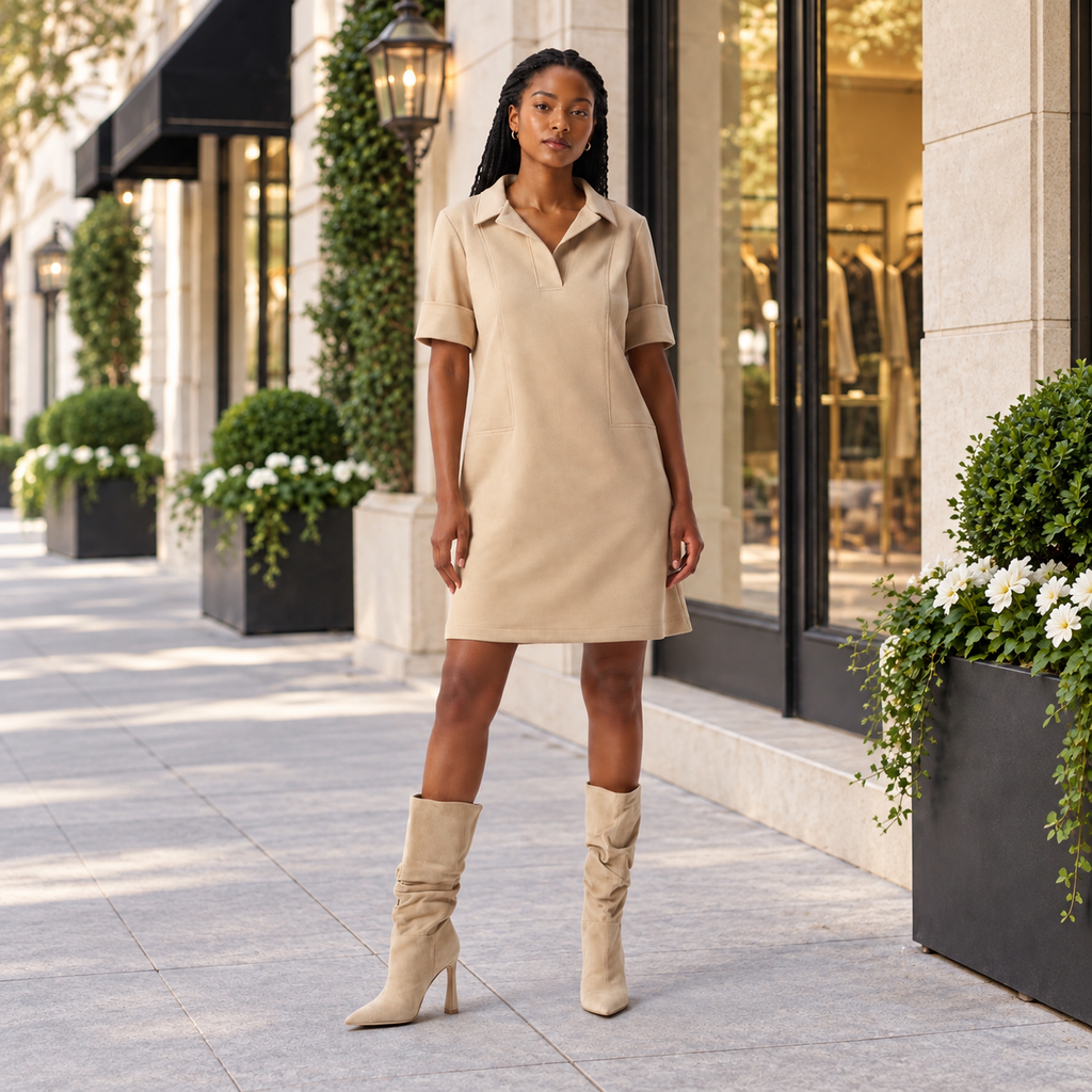 JOSEPH RIBKOFF FAUX SUEDE DRESS 264063