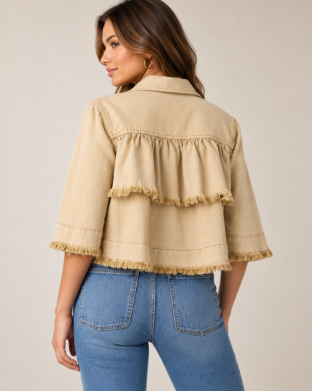 Liverpool 3/4 SLV Frayed Flounce Jacket LM1D52WA1-244-L