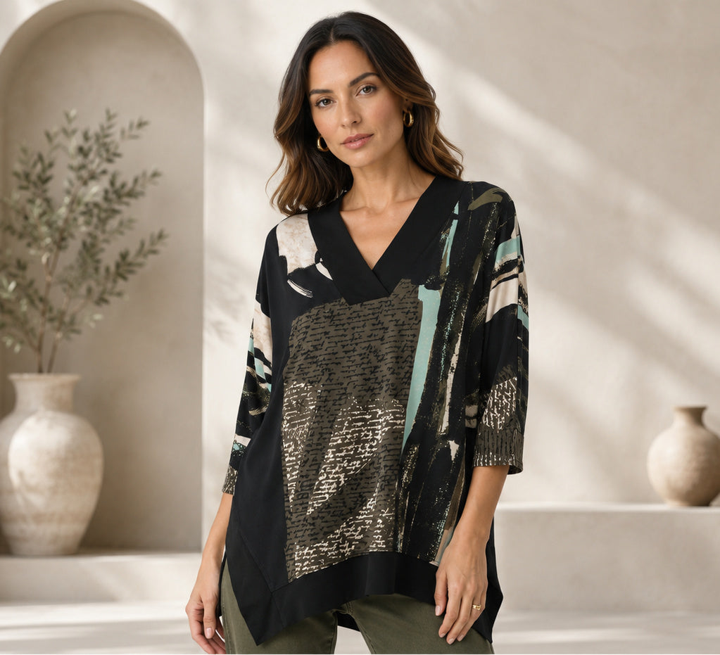 Joseph Ribkoff Silky Knit Abstract Print Boxy Tunic Style 263224