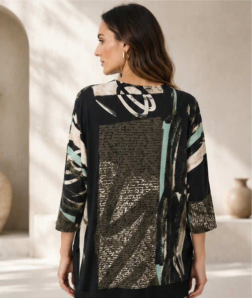 Joseph Ribkoff Silky Knit Abstract Print Boxy Tunic Style 263224