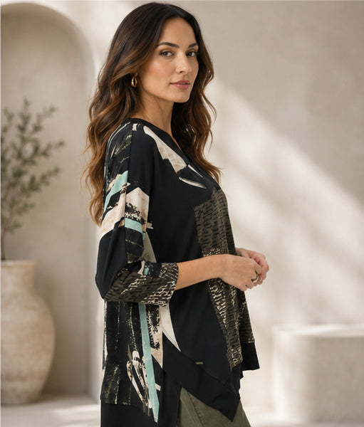 Joseph Ribkoff Silky Knit Abstract Print Boxy Tunic Style 263224