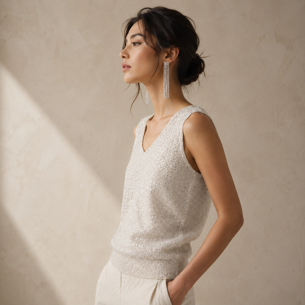 Joseph Ribkoff Glamorous V-neck Sleeveless Pullover Style 261914