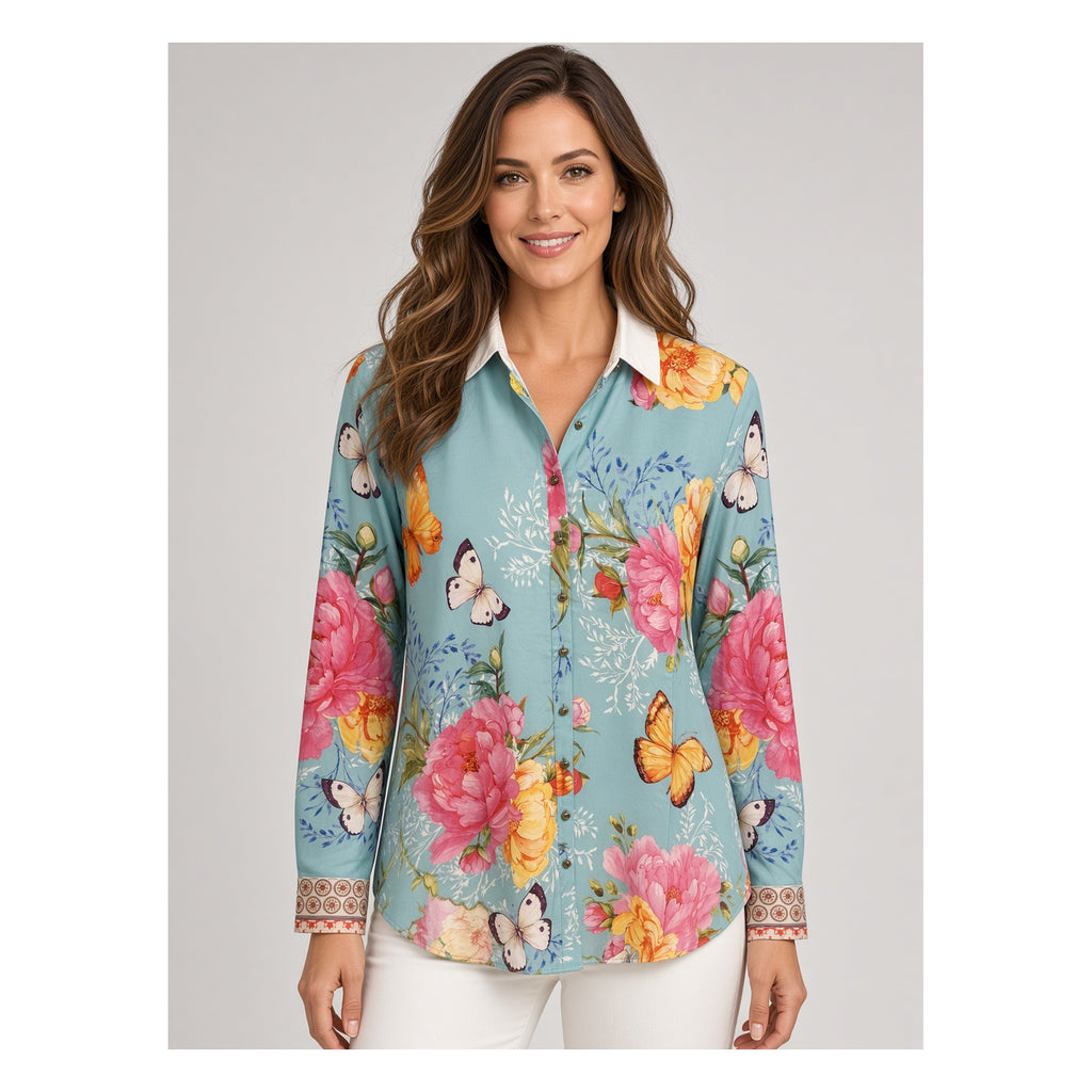 Aratta California Dreaming Shirt in Milky Blue, front view