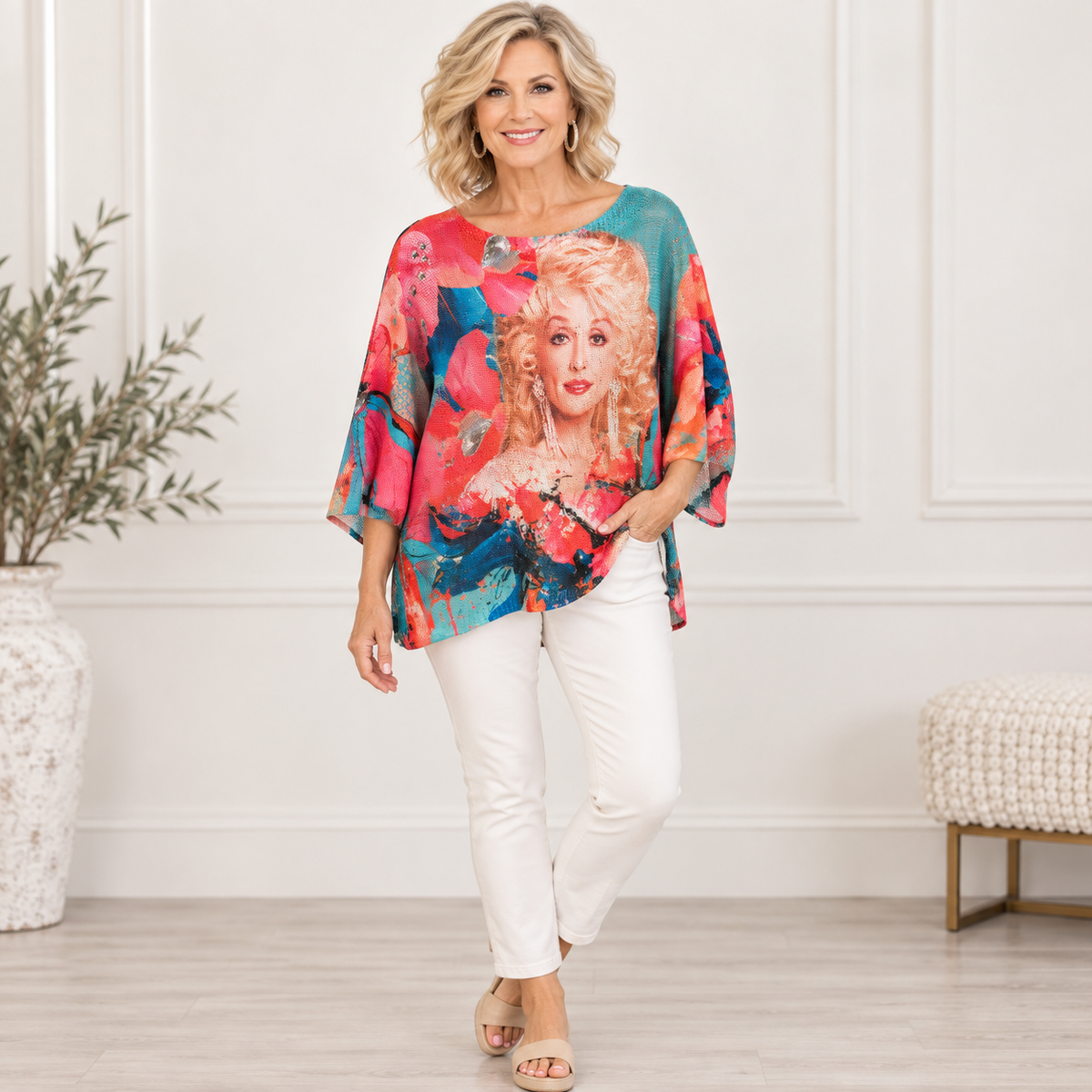 Brand Bazar BBZ-419 Dollywood multicolor portrait top on model, front view