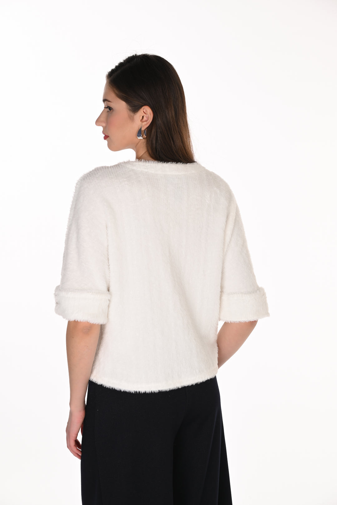 Frank Lyman 263356 cream knit top back view