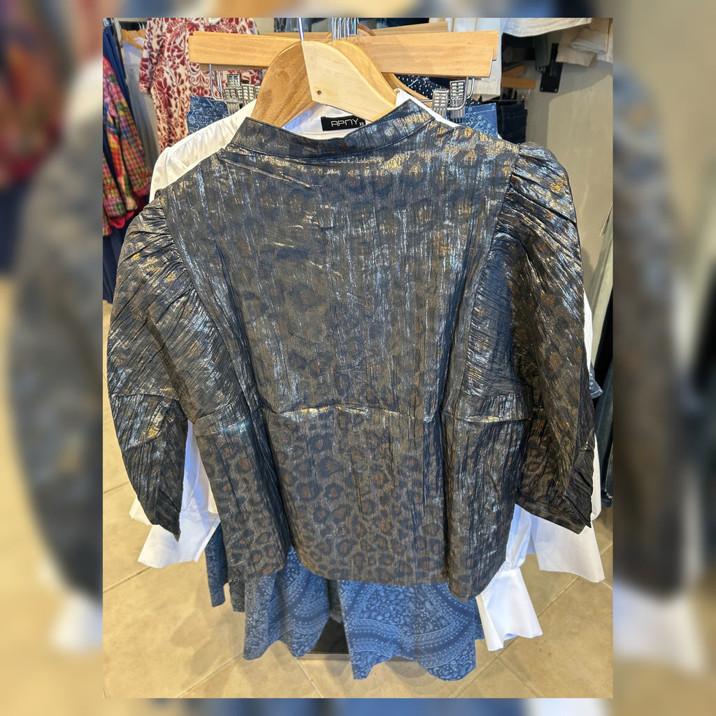 Lior Joni foil black leopard blouse back