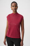 Joseph Ribkoff 254935W26 Deep Cherry sleeveless sparkle top - front view