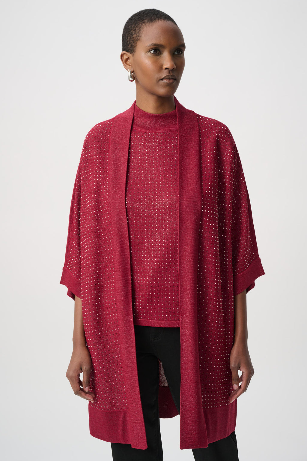 Joseph Ribkoff 254937W26 Deep Cherry embellished cover-up - alternate view