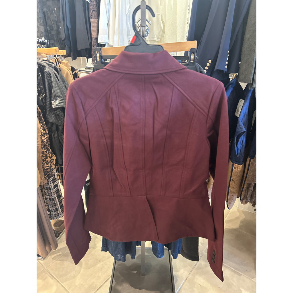 Liverpool Peplum Jacket — Burgundy — back