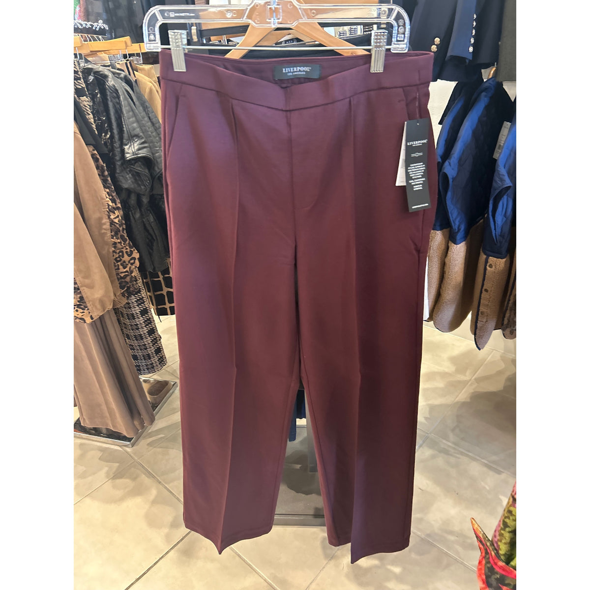 Liverpool Kayla Pull-On Wide Leg Trouser — Burgundy — front