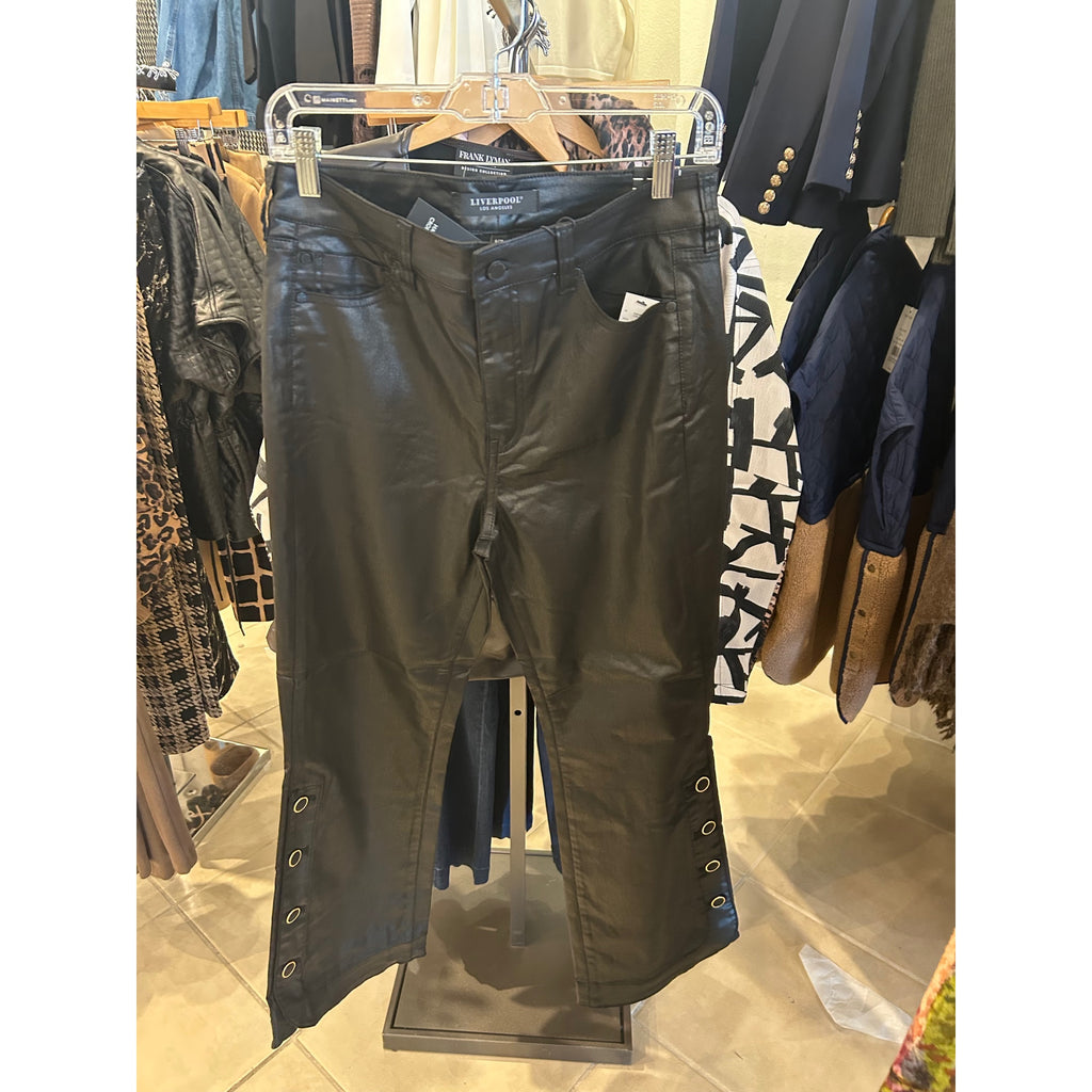 Liverpool Hannah Button Detail Crop Flare Pants — Black — front