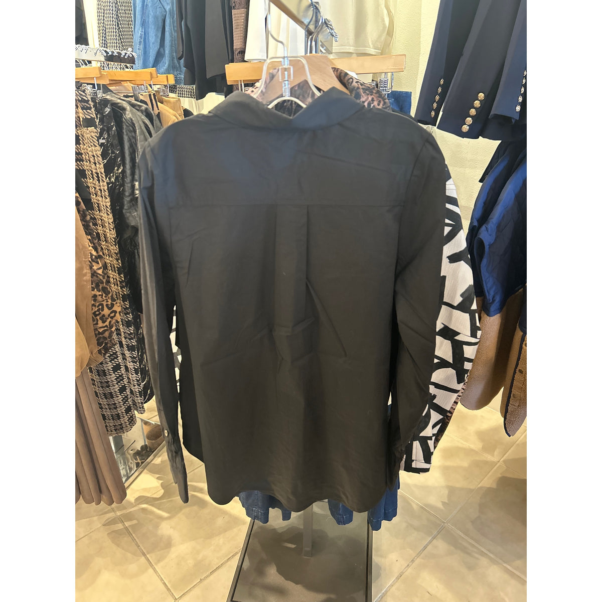 Liverpool Adjustable Sleeve Button Front Shirt — Black — back