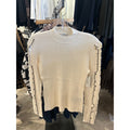 Liverpool Ruffle Sleeve Mock Neck Sweater — Cream/Black — front