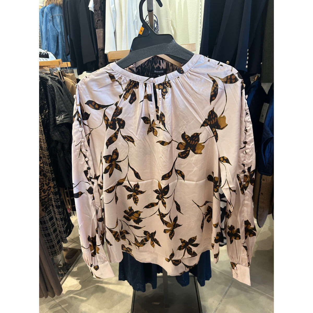 Liverpool Floral Button Detail Blouse — Cream Floral — back