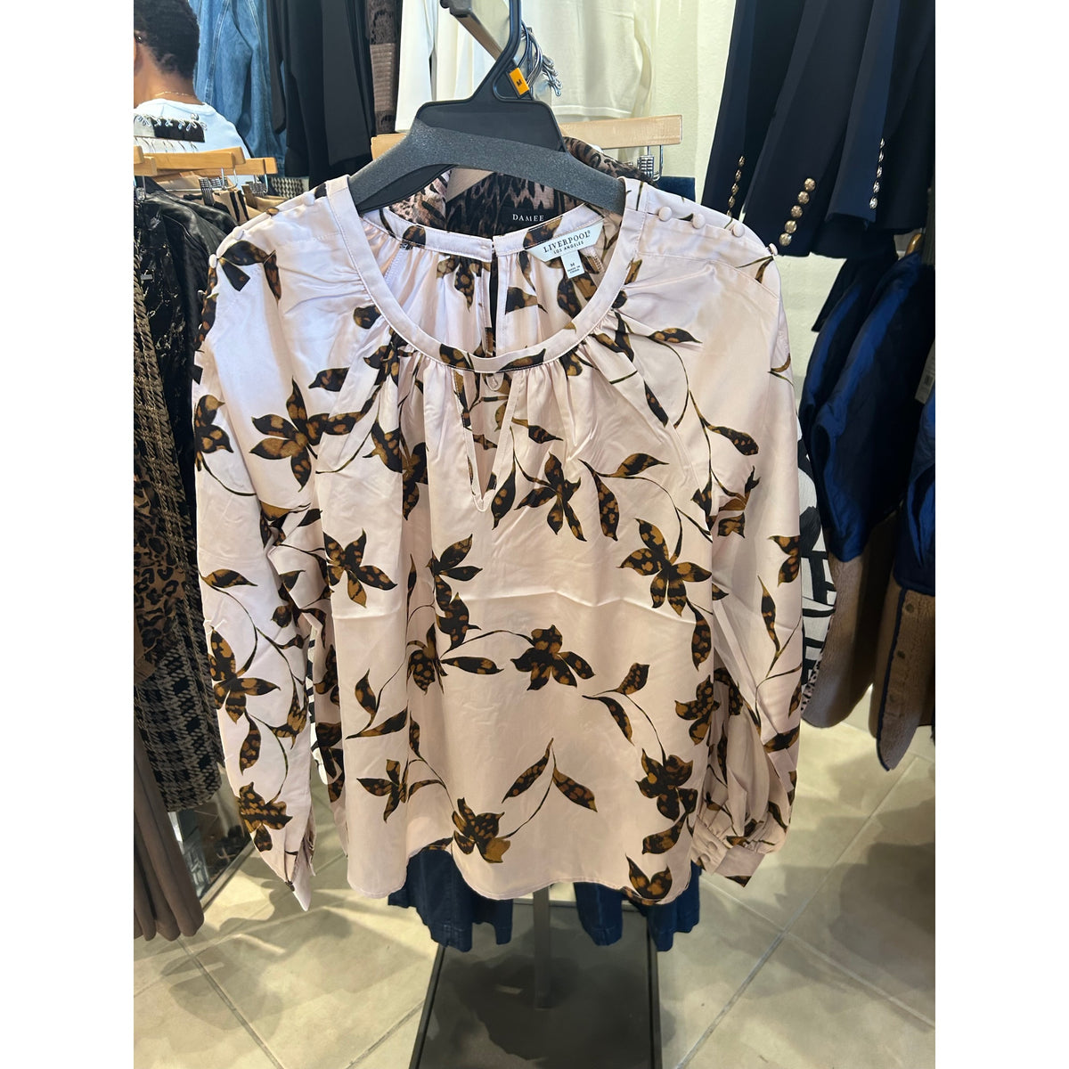 Liverpool Floral Button Detail Blouse — Cream Floral — front
