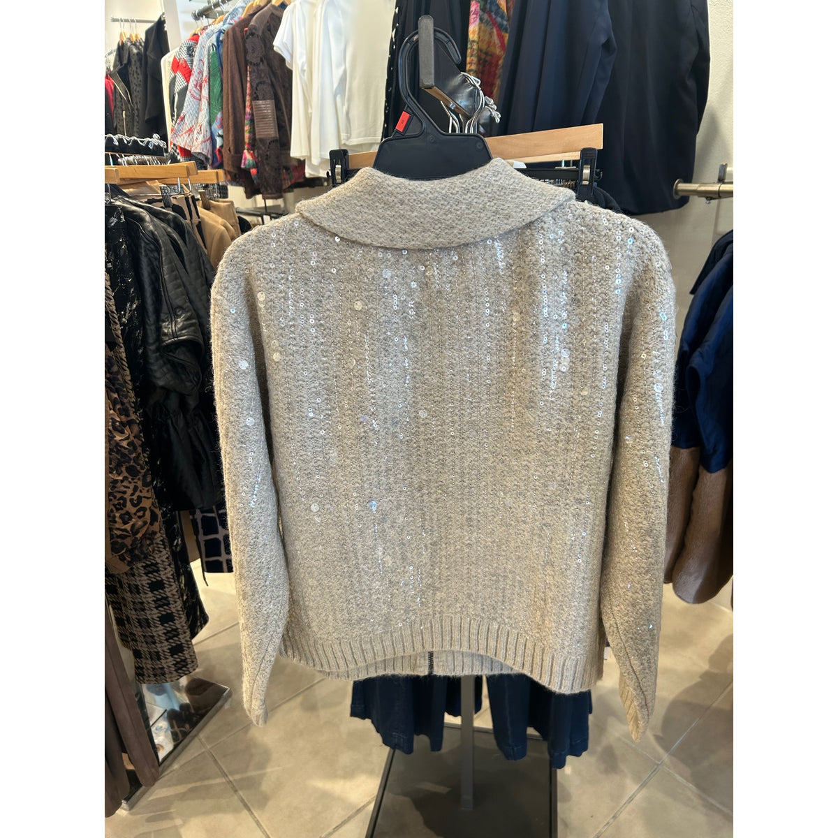 NIC+ZOE Shimmer Knit Jacket — Light Beige — back