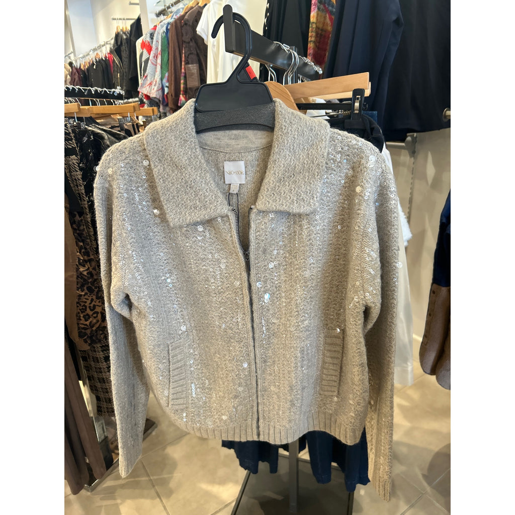 NIC+ZOE Shimmer Knit Jacket — Light Beige — front