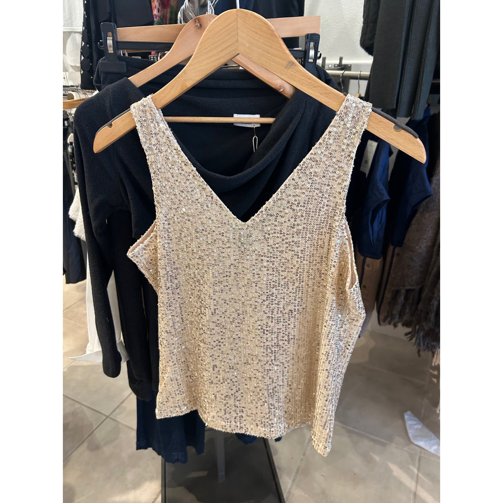 NIC+ZOE Sequin Knit Tank — Cream — back