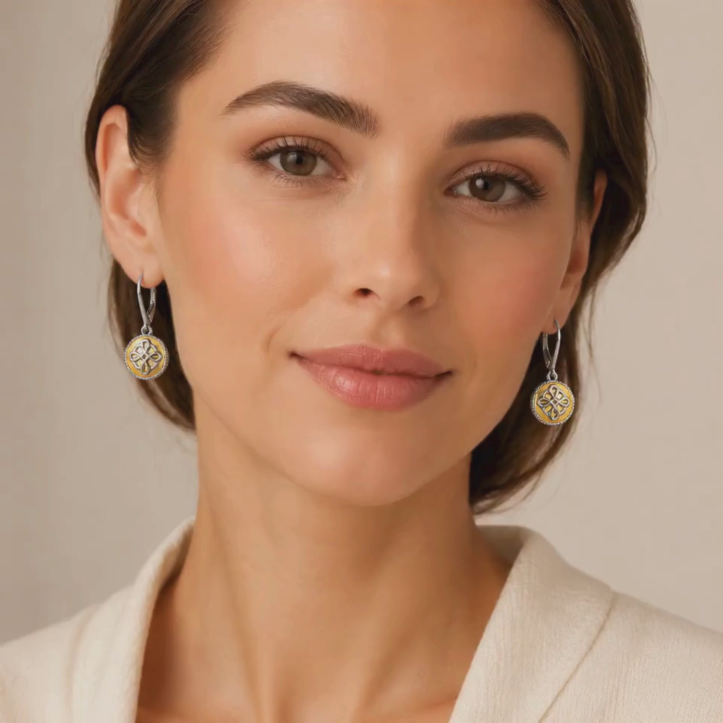 Brighton Interlok Noir Two Tone Leverback Earrings