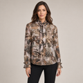 Spanner Floral Neck Tie Shirt, front view on model