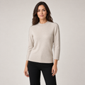 Spanner Sand Mockneck Sweater With Rhinestone Sleeve Detail, front view on model